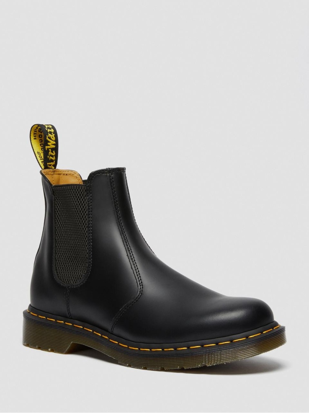 Dr. Martens Black Leather Chukka Chelsea Boot with Yellow Stitching